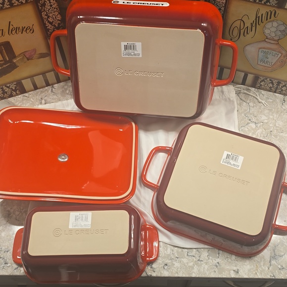 NWOT, Never Used  Le Creuset 4 Piece Set - Cerise Color - Picture 7 of 16